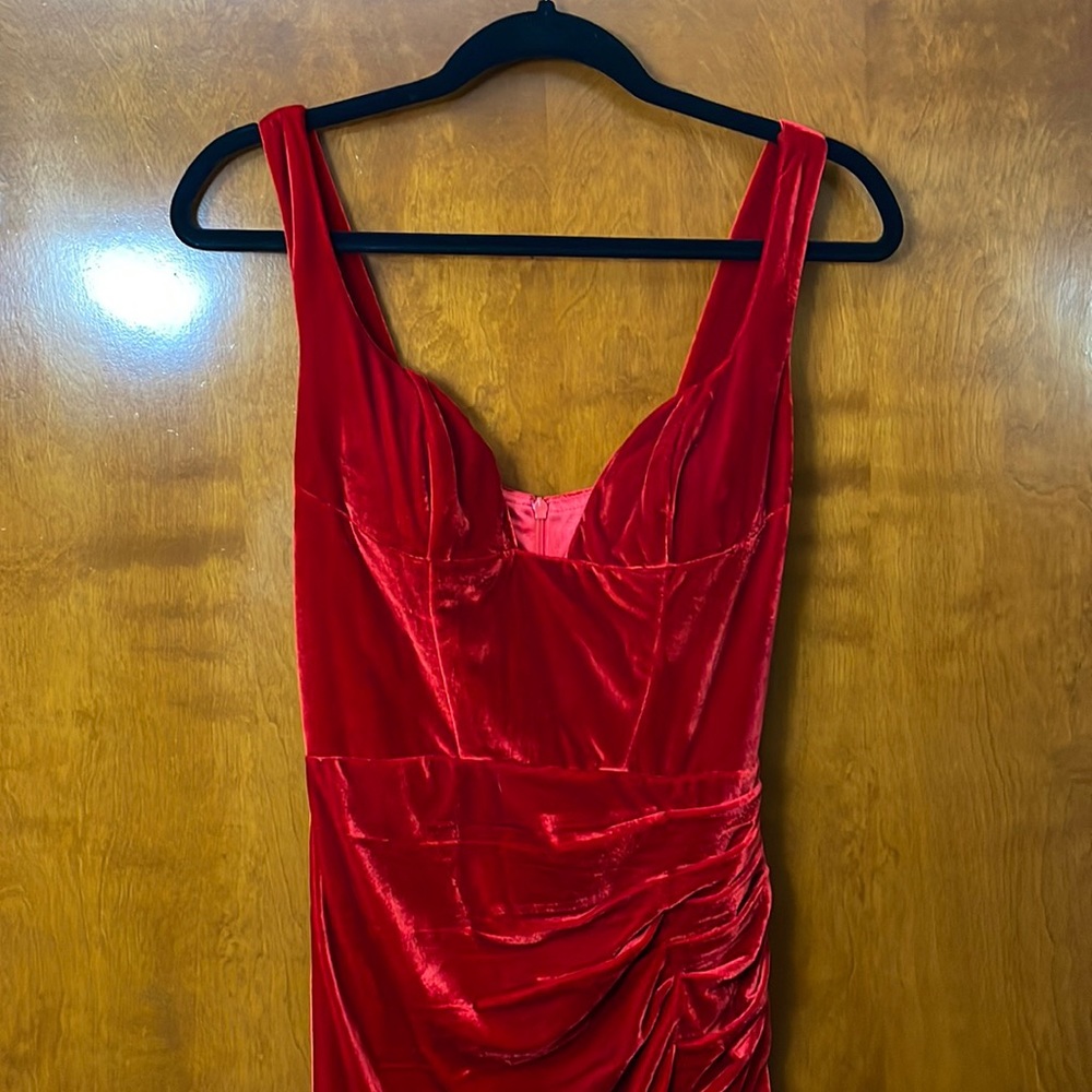 Red Velvet Bodycon Evening Gown